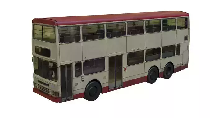 non-air conditioner Double Decker Hong kong Bus 3D model