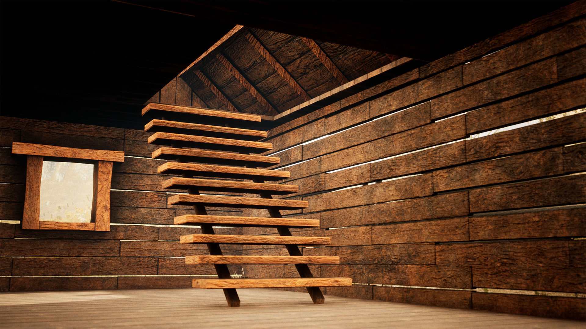 Modular Board House 80 Assets Low-poly 3D model_6