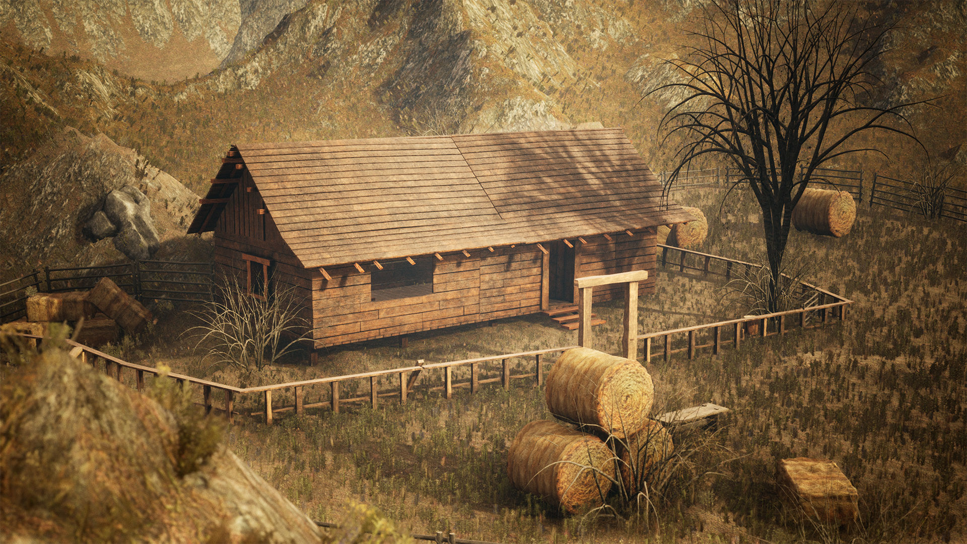 Modular Board House 80 Assets Low-poly 3D model_10