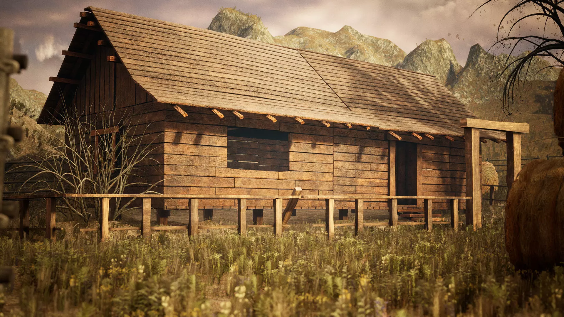 Modular Board House 80 Assets Low-poly 3D model_0