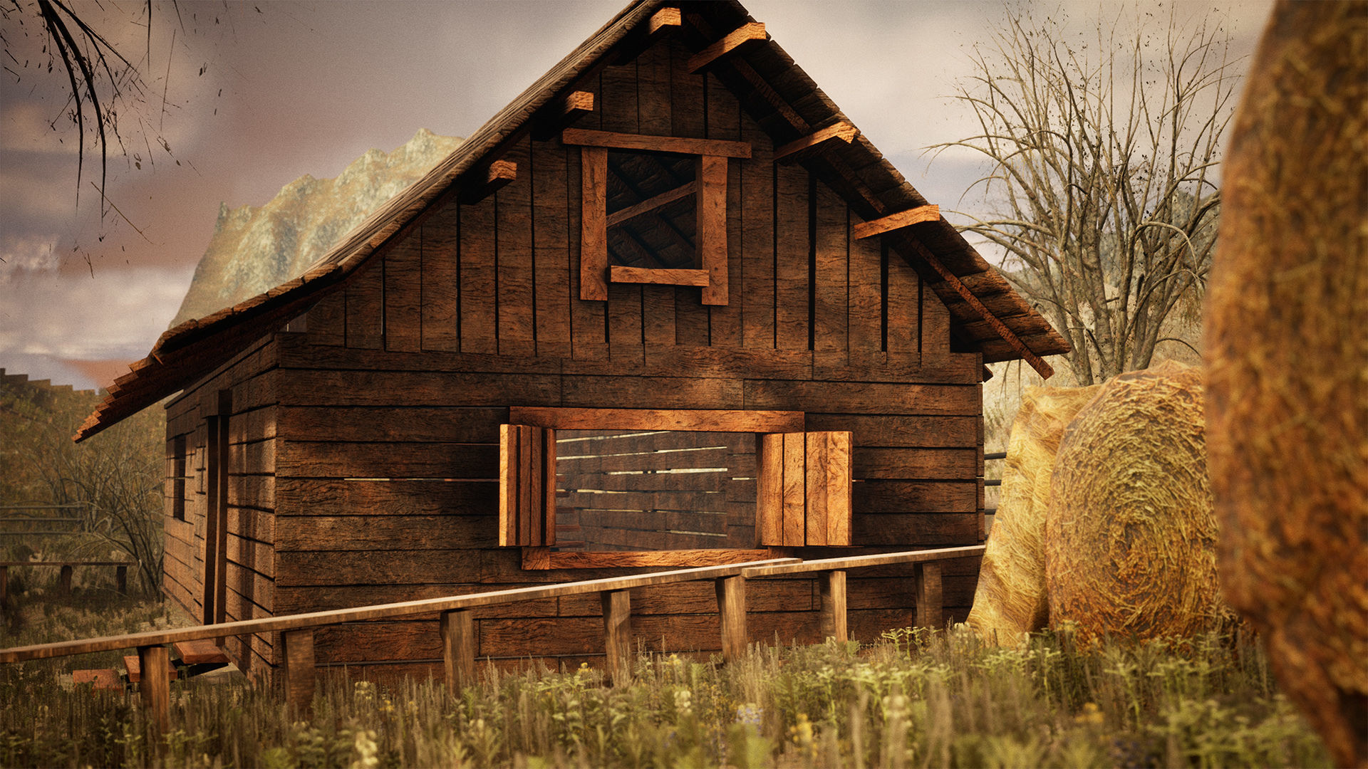 Modular Board House 80 Assets Low-poly 3D model_11