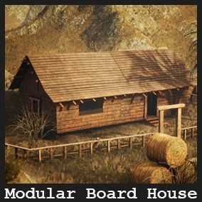 Modular Board House 80 Assets Low-poly 3D model_1