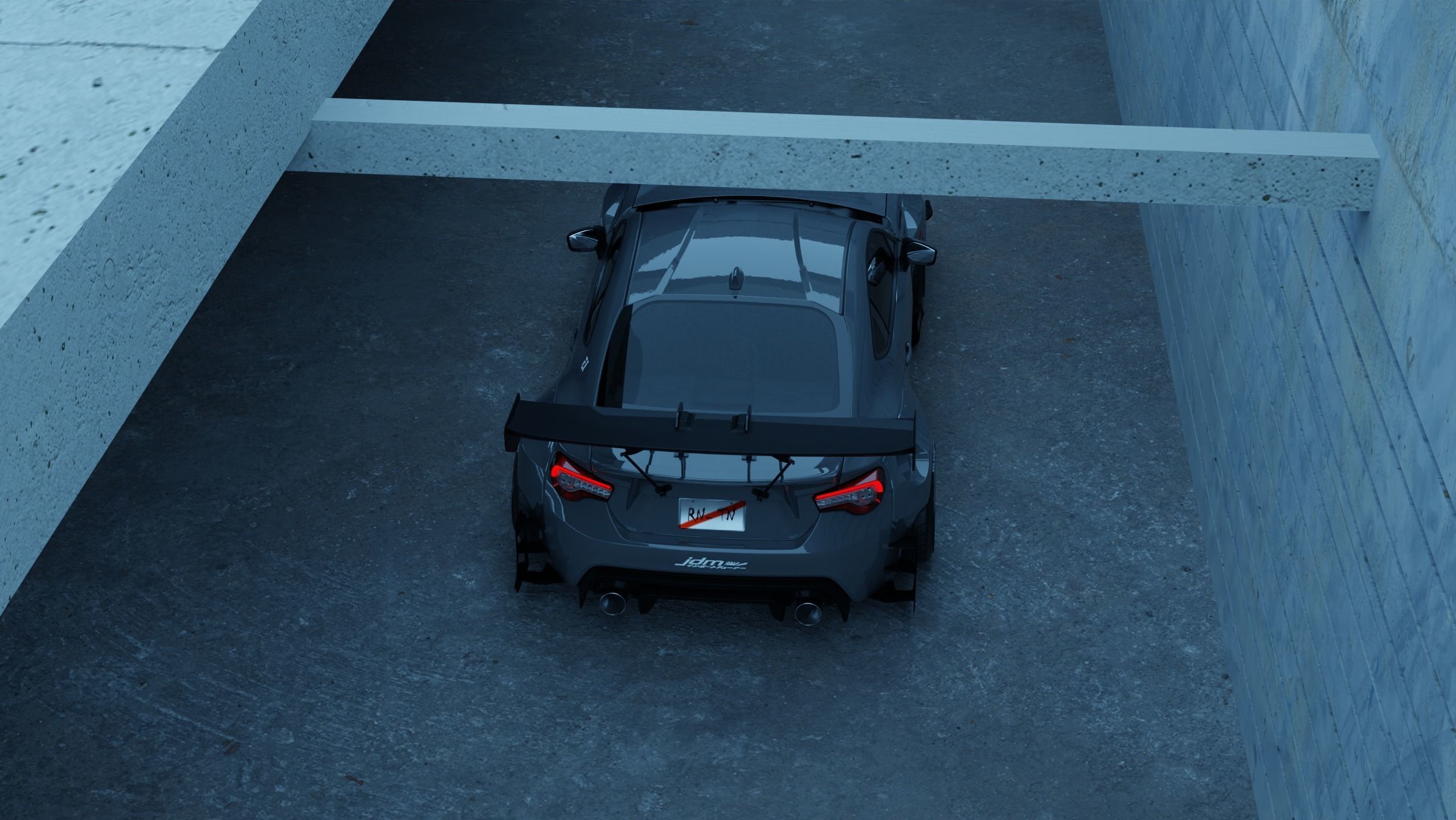 Car Lighting Scene 3D Blender File Textured FBX OBJ MTL Files 3D model_4