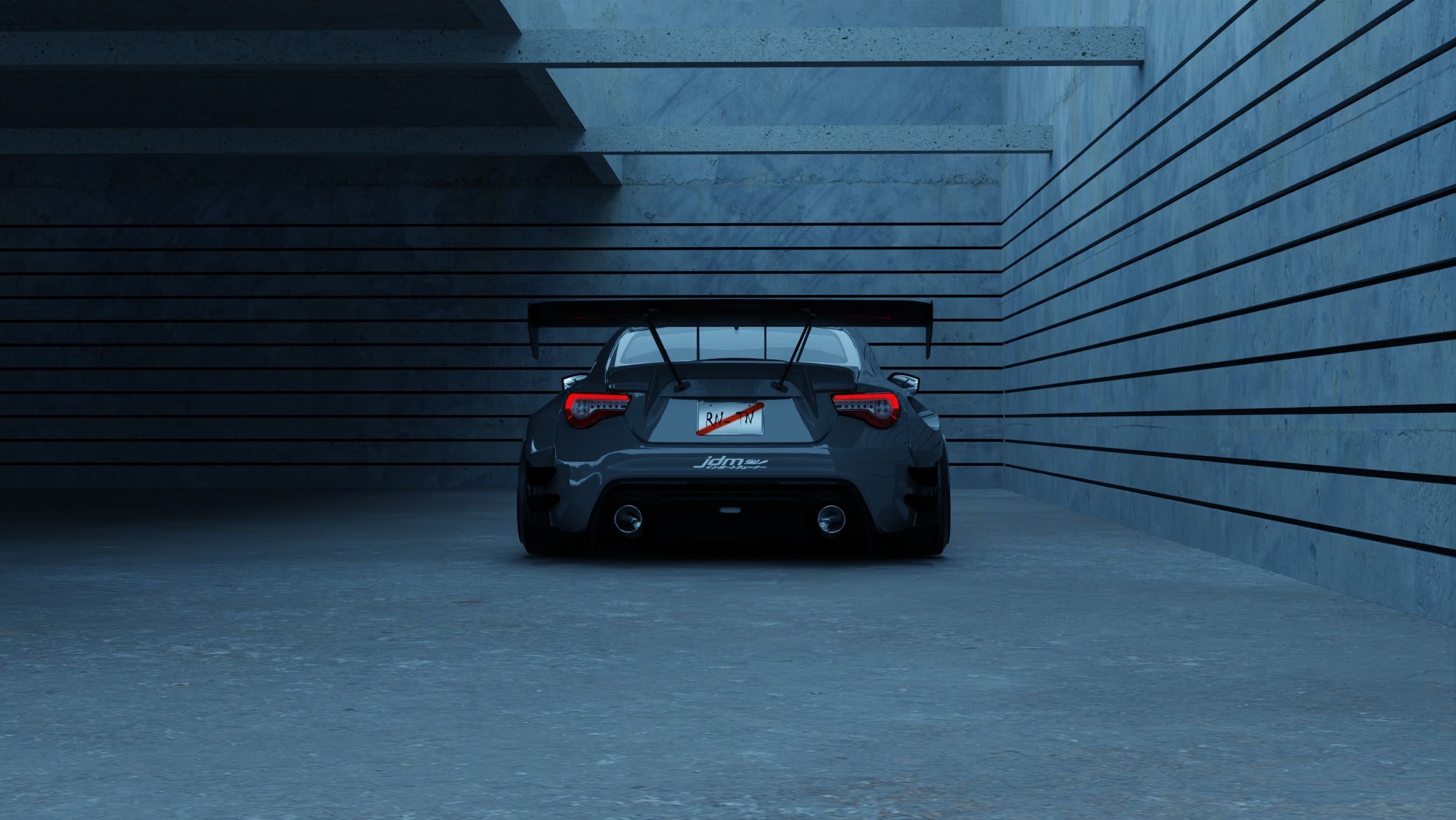 Car Lighting Scene 3D Blender File Textured FBX OBJ MTL Files 3D model_3