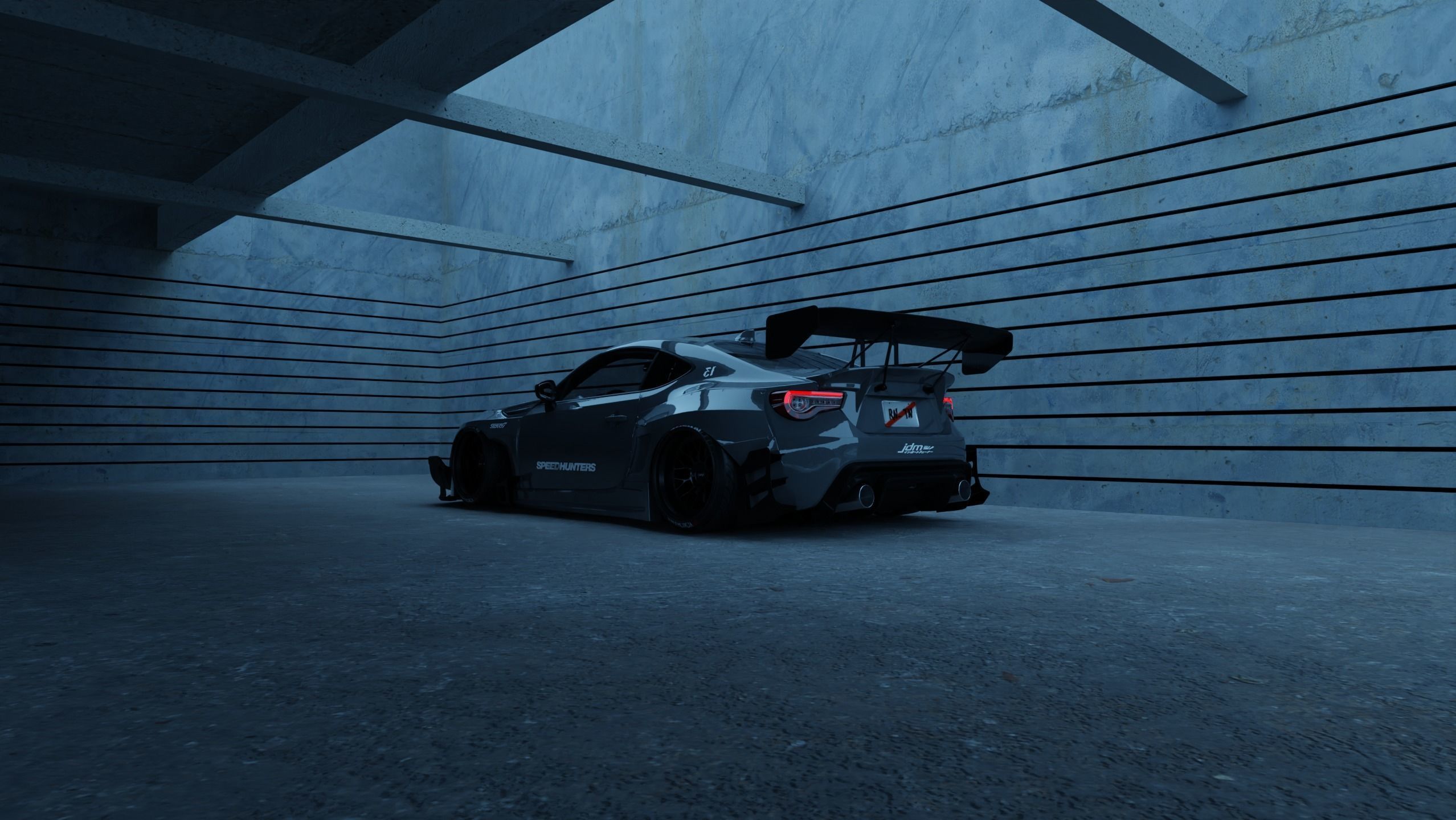 Car Lighting Scene 3D Blender File Textured FBX OBJ MTL Files 3D model_2