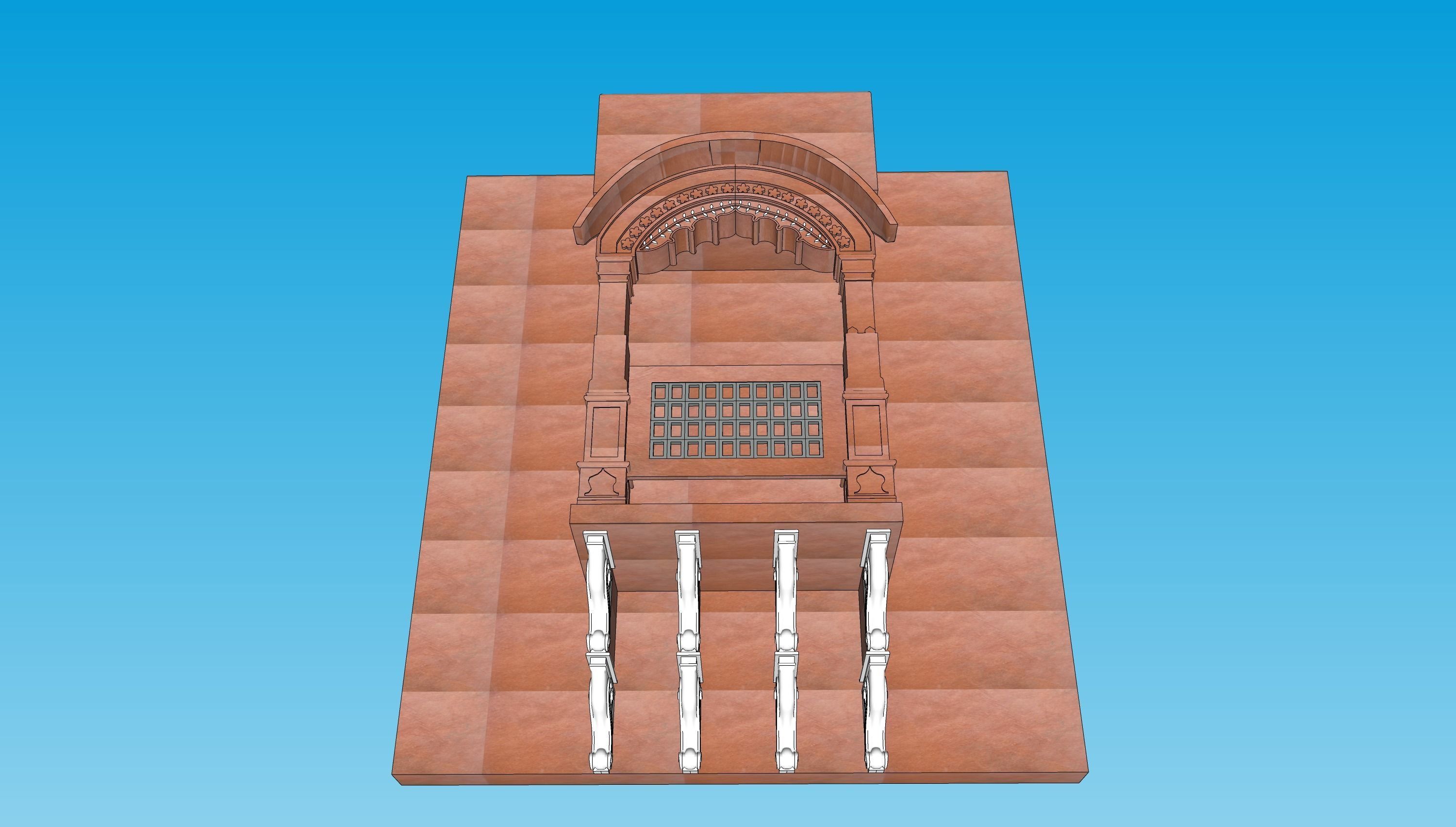 indian jodhpuri stone jharokha window 3D model_3