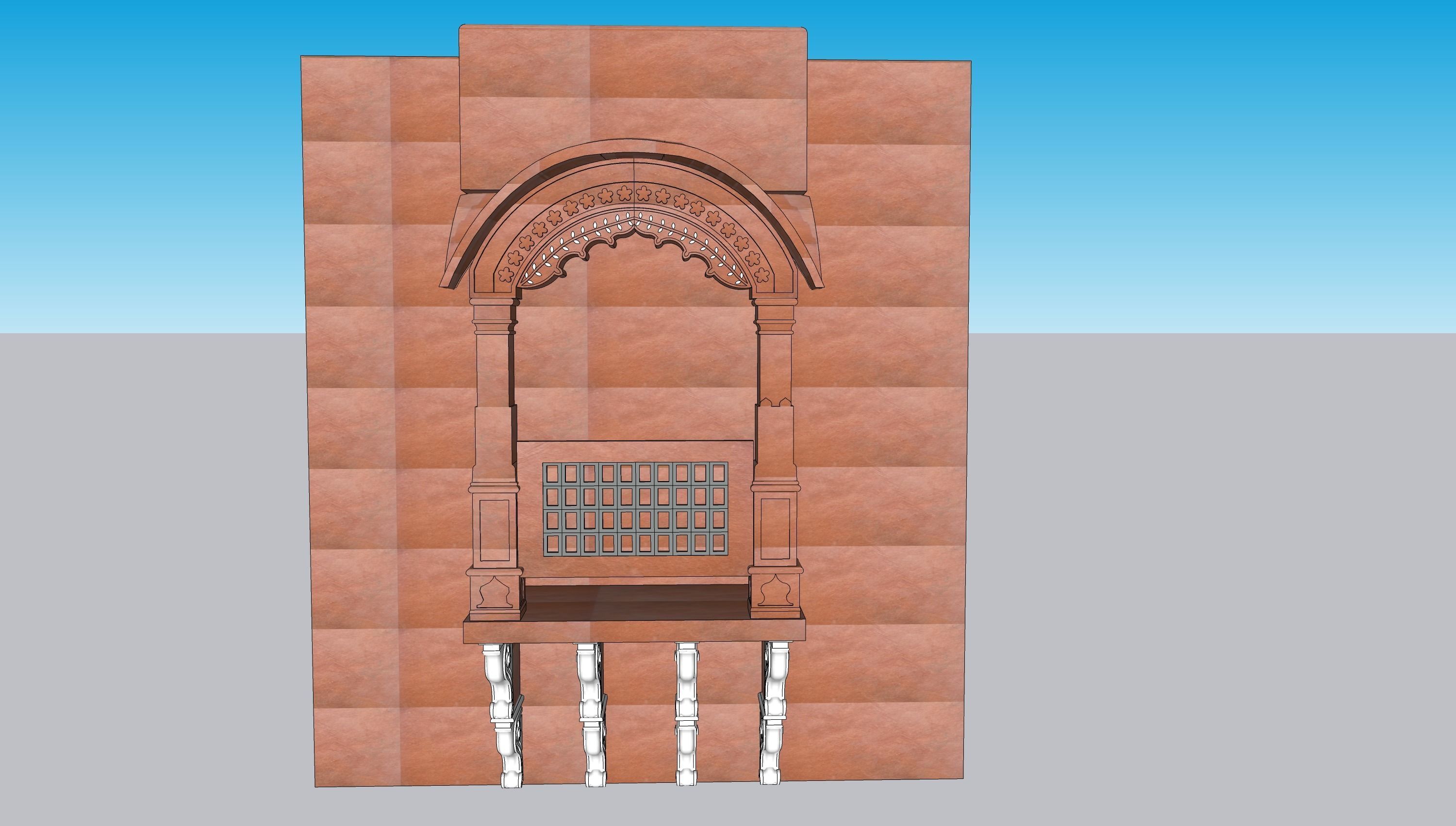 indian jodhpuri stone jharokha window 3D model_1
