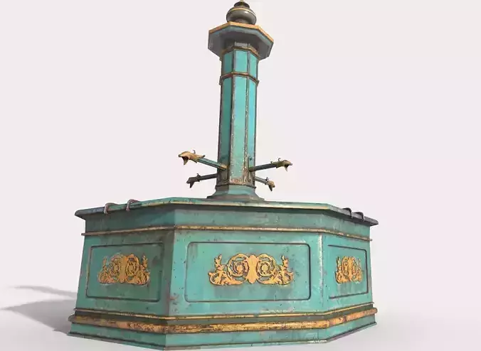 Blue Metal Public Fountain