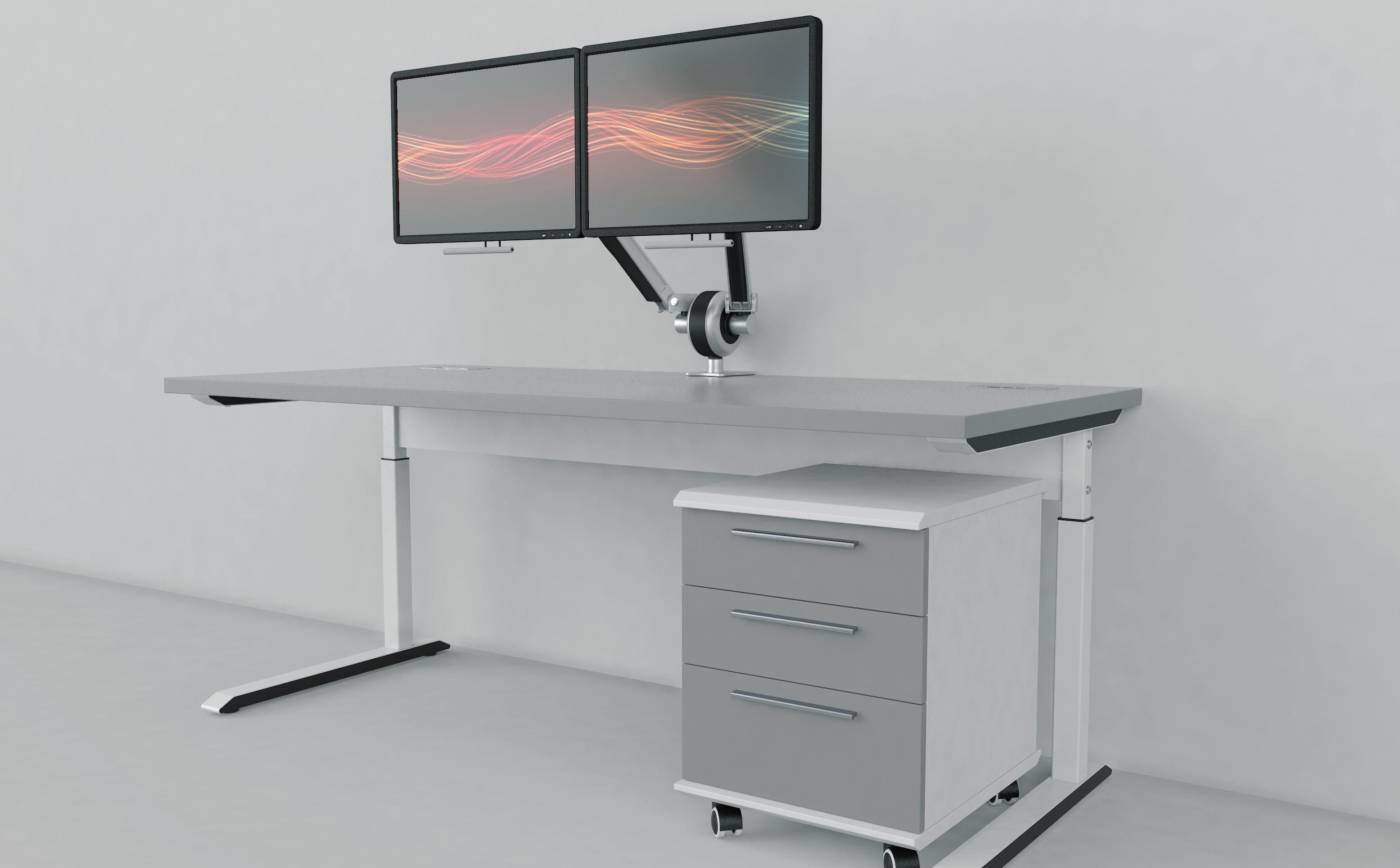 Dual Monitor Arms 3D model_8