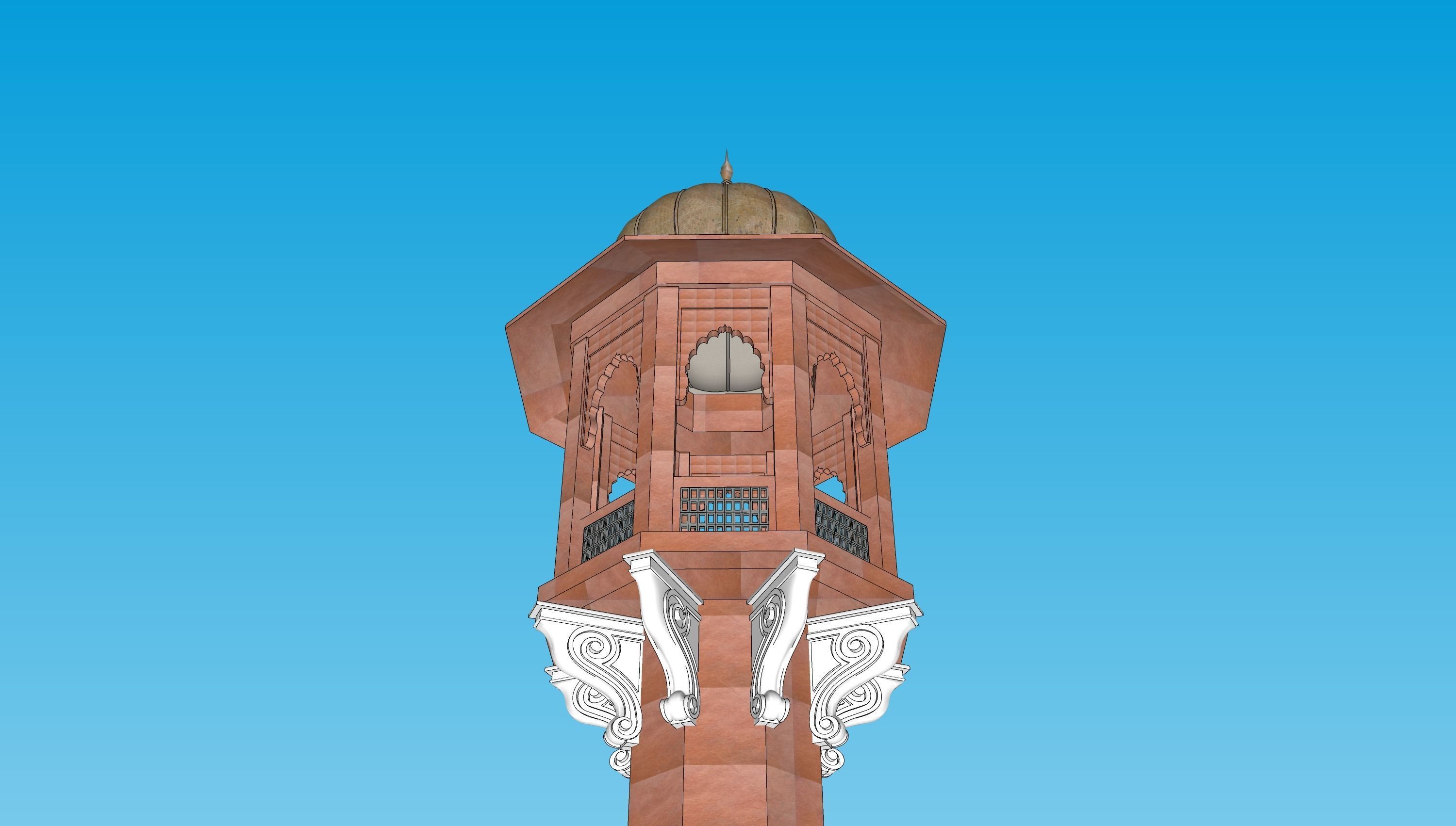 indian minar tower 3D model_4