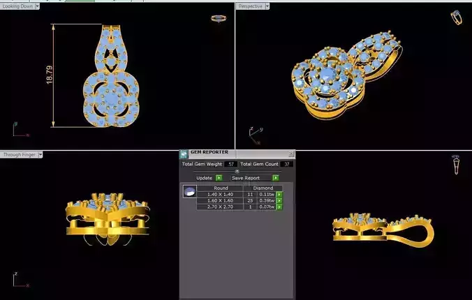 Pendant Diamond Cut S1 3D print model