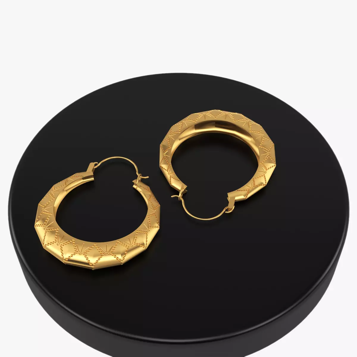 3D New Design Round 2 inches Gold Earrings 3D print model