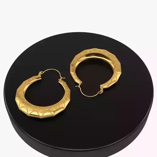 3D New Design Round 2 inches Gold Earrings 3D print model