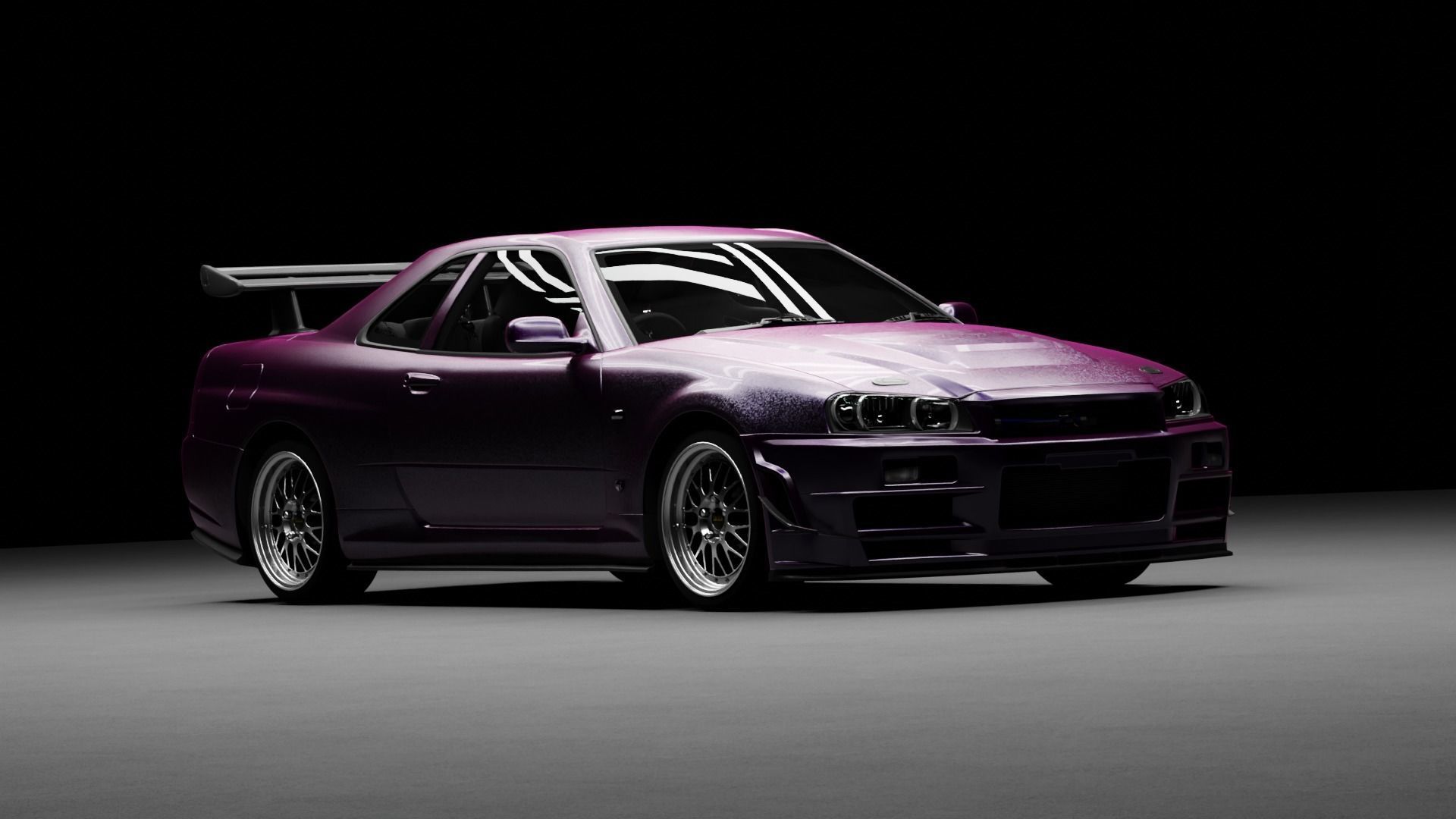 Nissan Skyline R34 3D model animated rigged | CGTrader