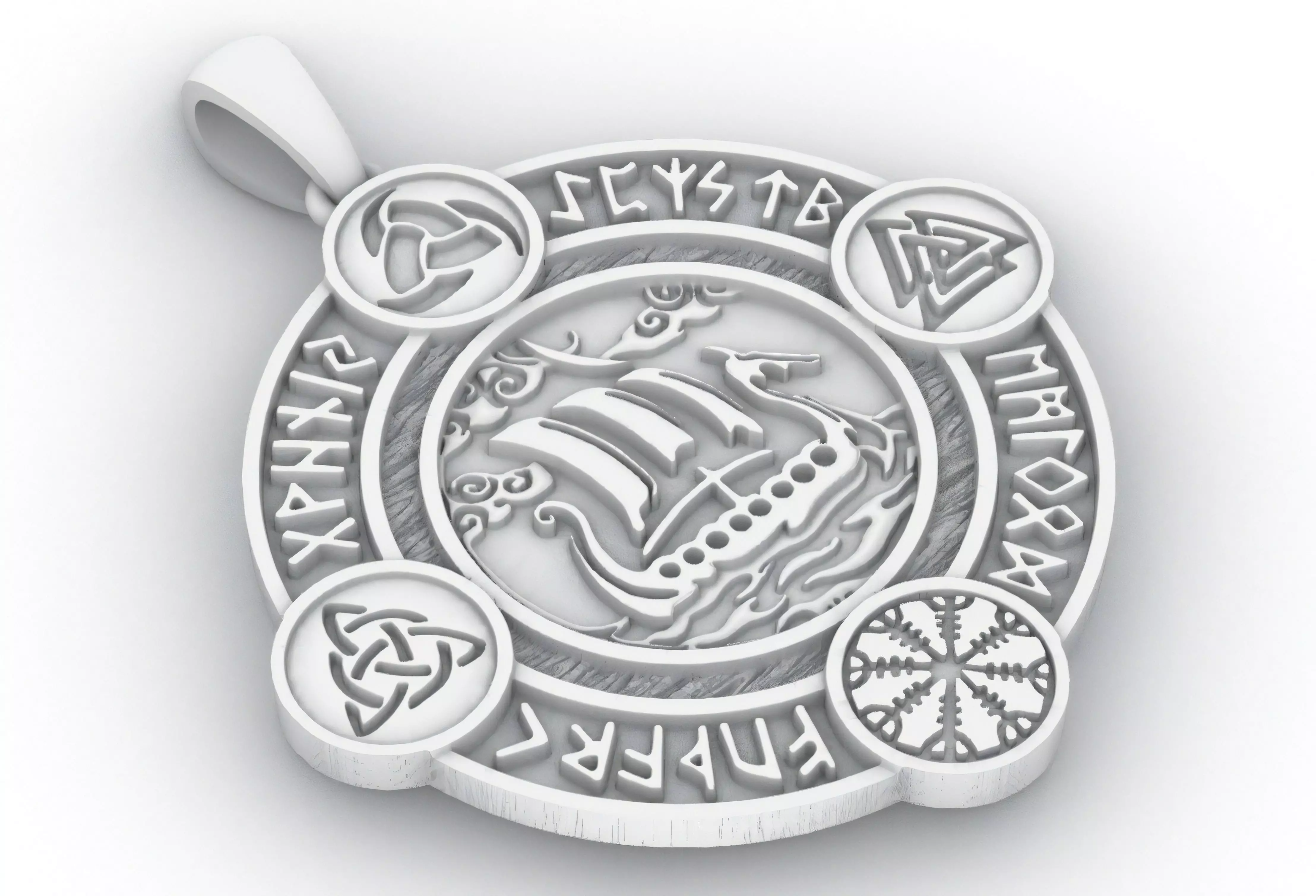 Viking Ship 3D Medallion 3D model  3D print model_0