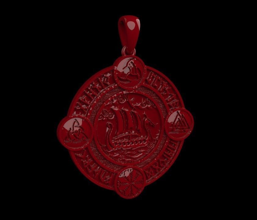 Viking Ship 3D Medallion 3D model  3D print model_1