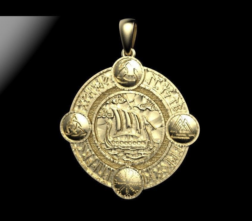 Viking Ship 3D Medallion 3D model  3D print model_2