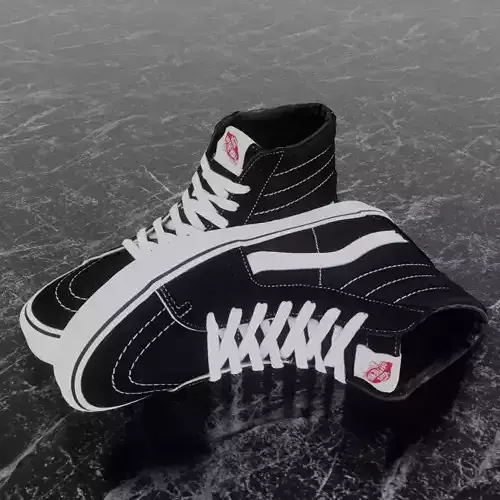 VANS 3D SHOES - HIGH BLACK Low-poly 3D model