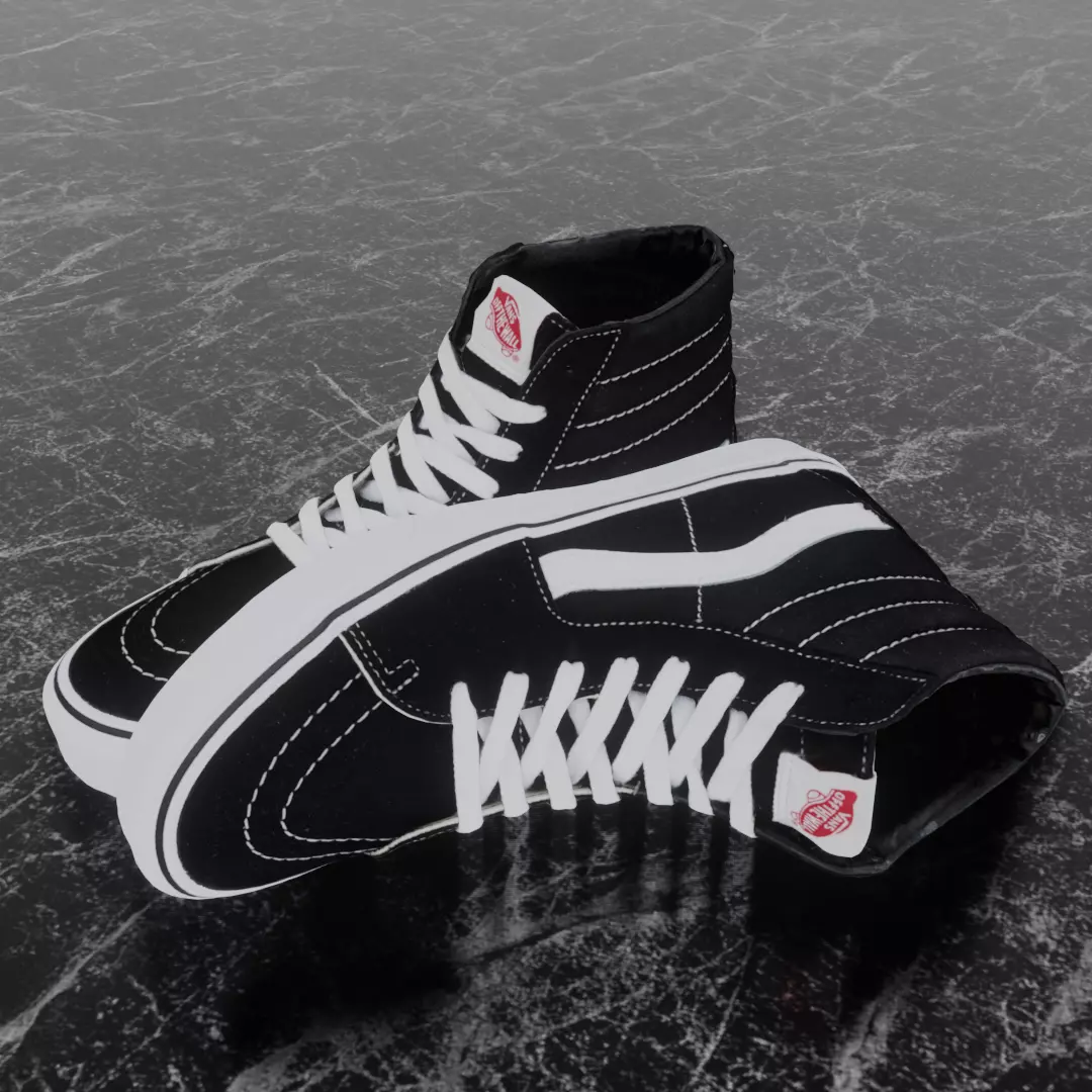 VANS 3D SHOES - HIGH BLACK Low-poly 3D model