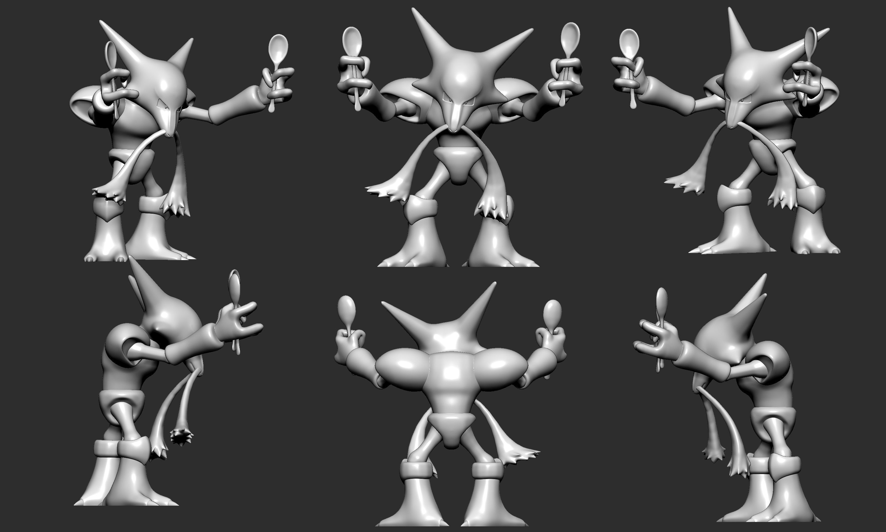 Pokemon - Alakazam with 2 poses 3D print model_4