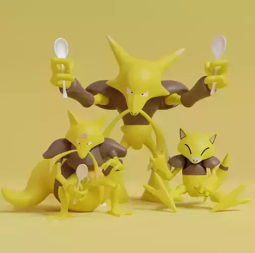 Pokemon - Abra Kadabra and Alakazam with 2 poses