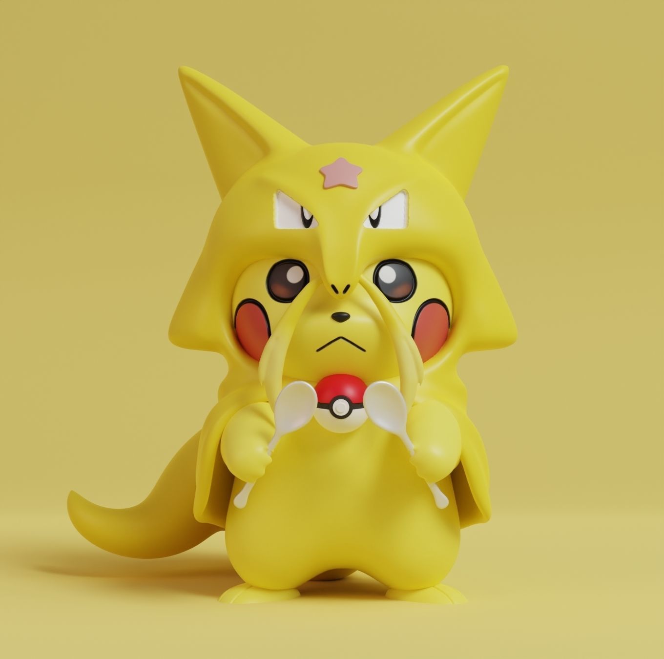 Pokemon - Pikachu Abra Kadabra and Alakazam Cosplay 3D print model_6