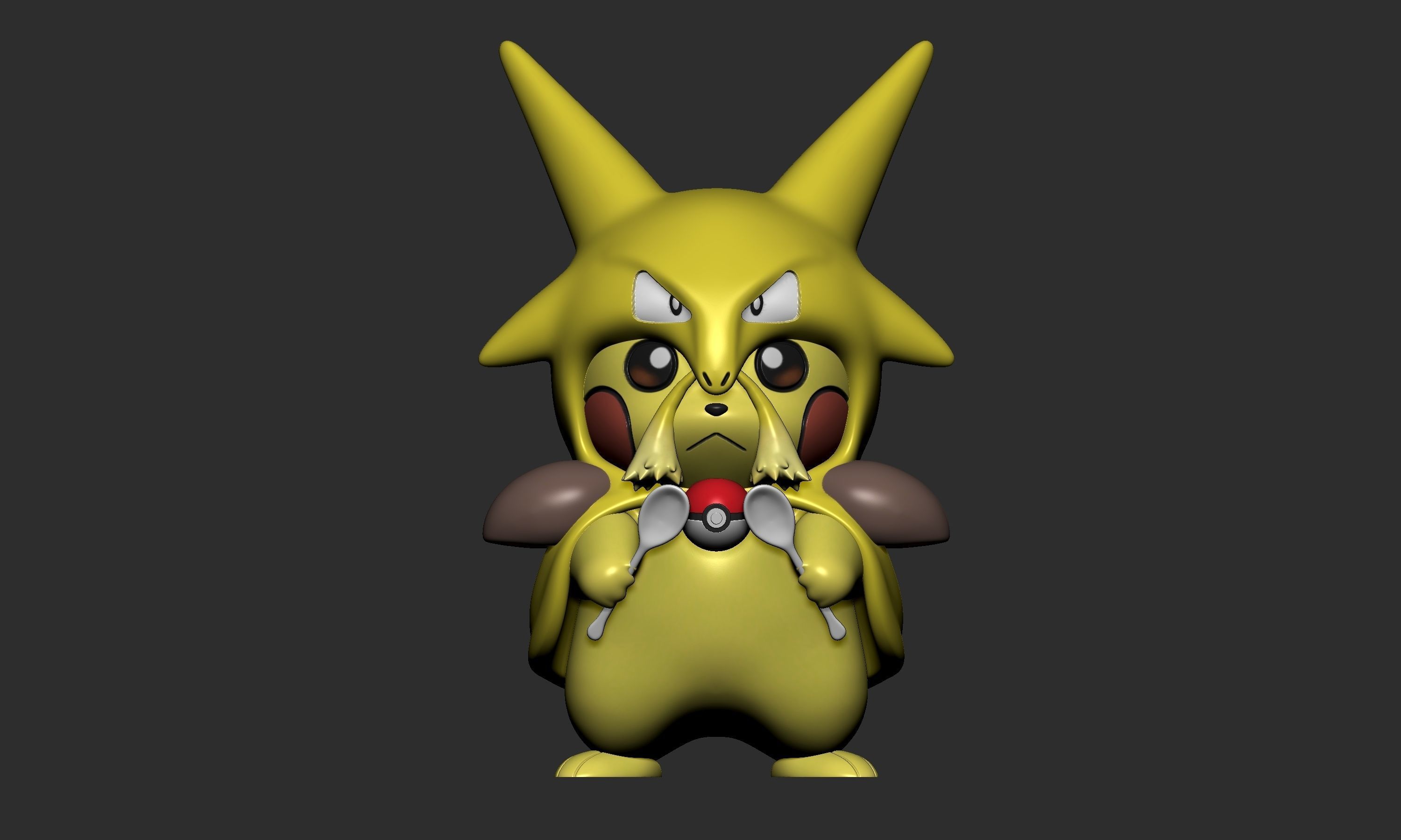 Pokemon - Pikachu Abra Kadabra and Alakazam Cosplay 3D print model_14