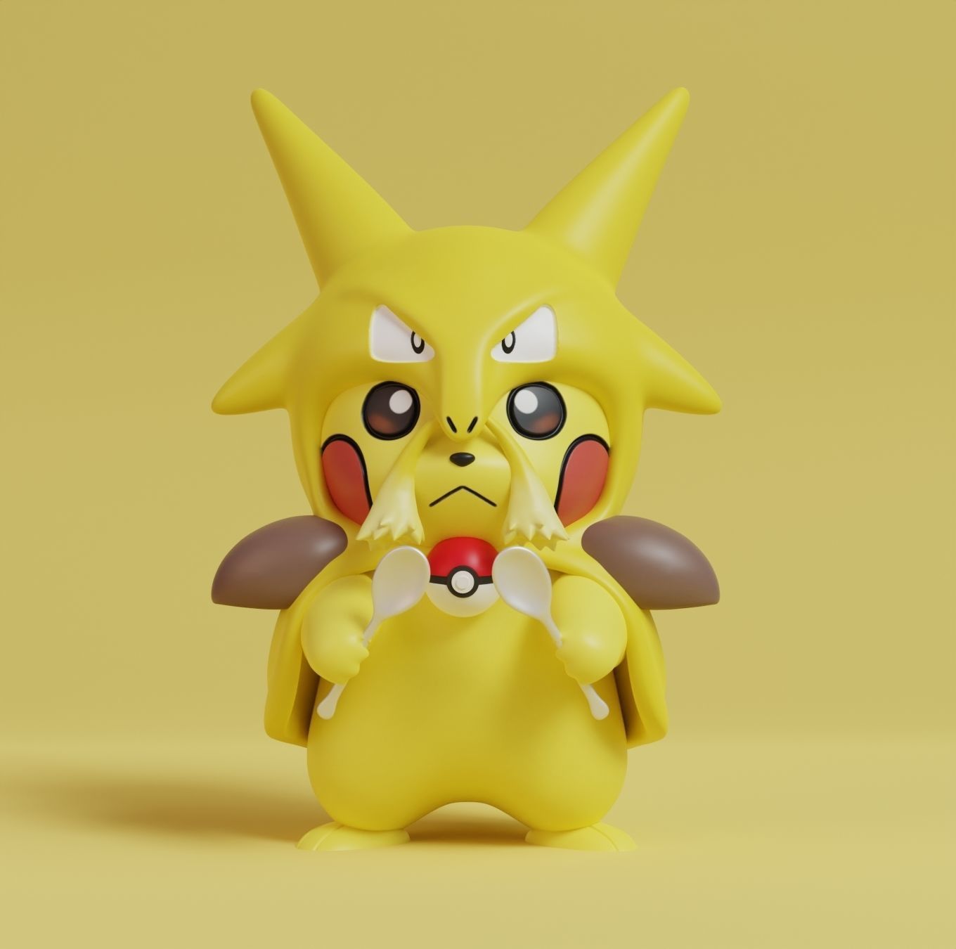 Pokemon - Pikachu Abra Kadabra and Alakazam Cosplay 3D print model_11