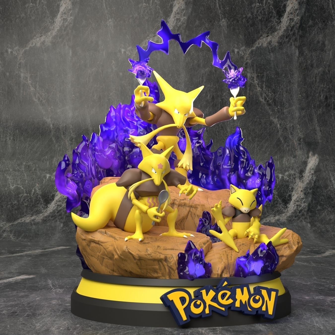 Pokemon - Abra Evolution Line Diorama 3D print model_2