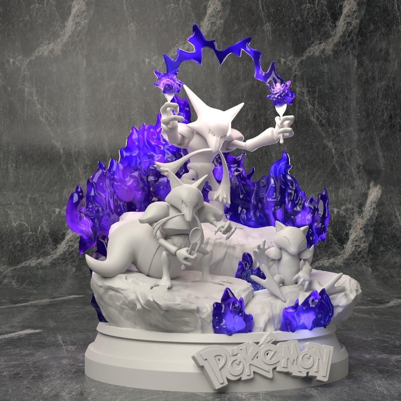 Pokemon - Abra Evolution Line Diorama 3D print model_3