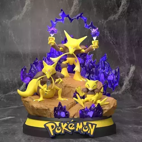 Pokemon - Abra Evolution Line Diorama 3D print model