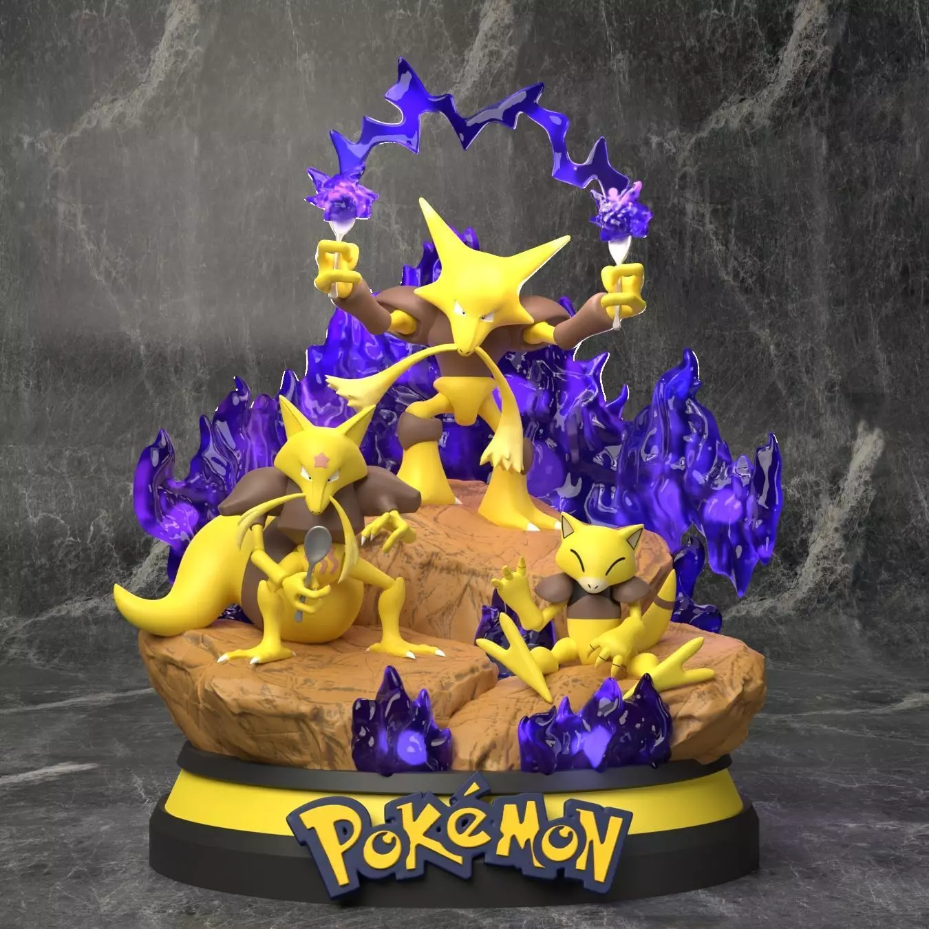 Pokemon - Abra Evolution Line Diorama 3D print model_0