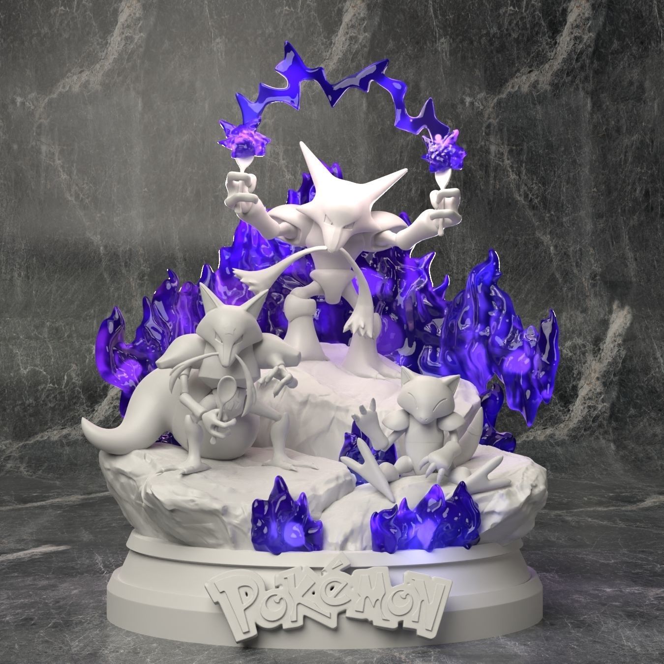 Pokemon - Abra Evolution Line Diorama 3D print model_1