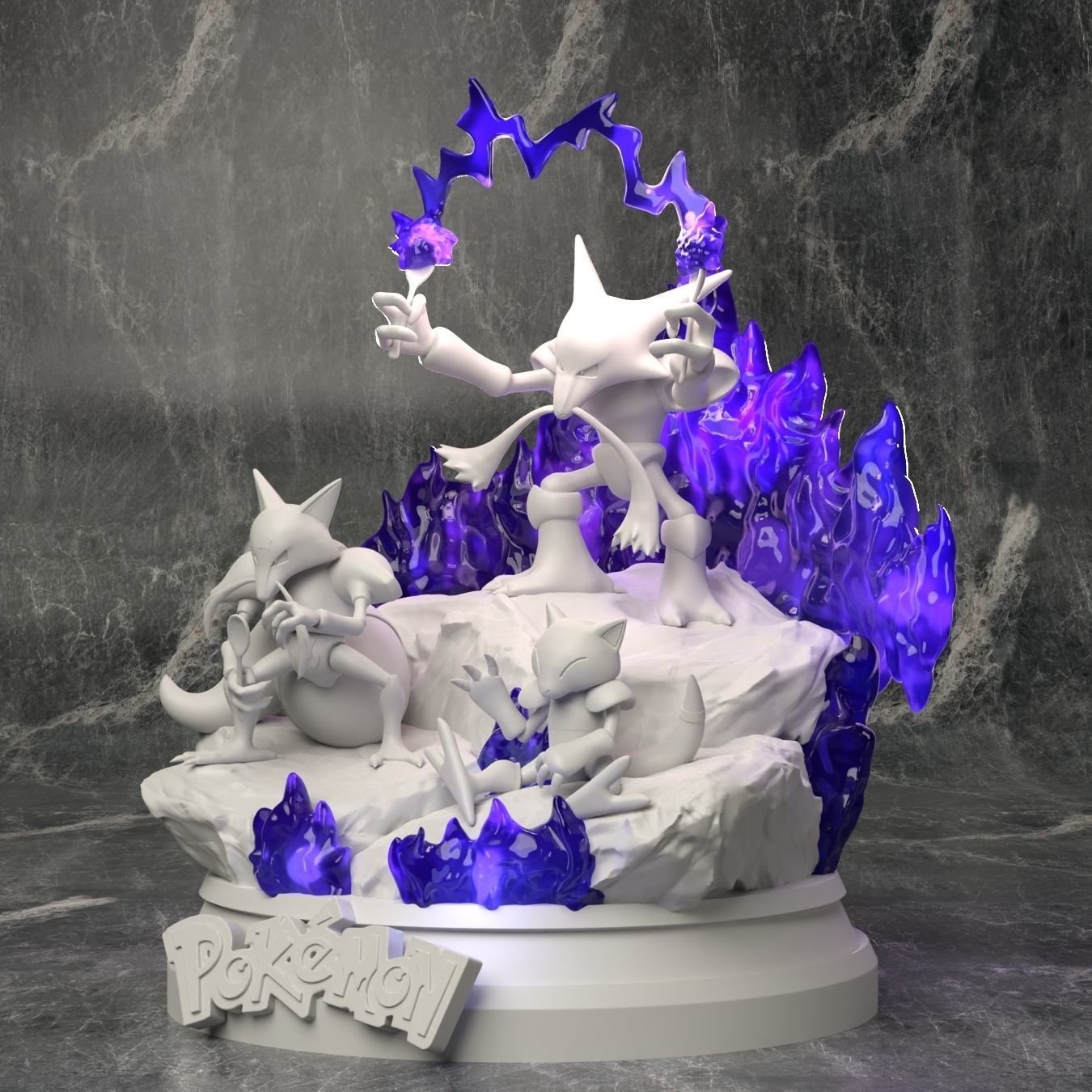 Pokemon - Abra Evolution Line Diorama 3D print model_5