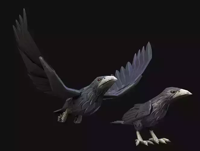 Mobile Crow Low-poly 3D model