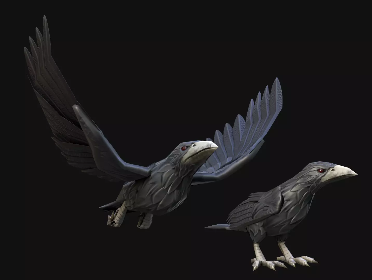 Mobile Crow Low-poly 3D model_0