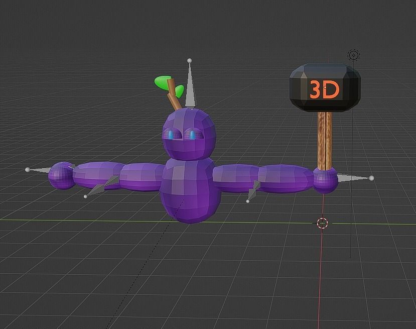 3d hammer for vr game Low-poly 3D model_1