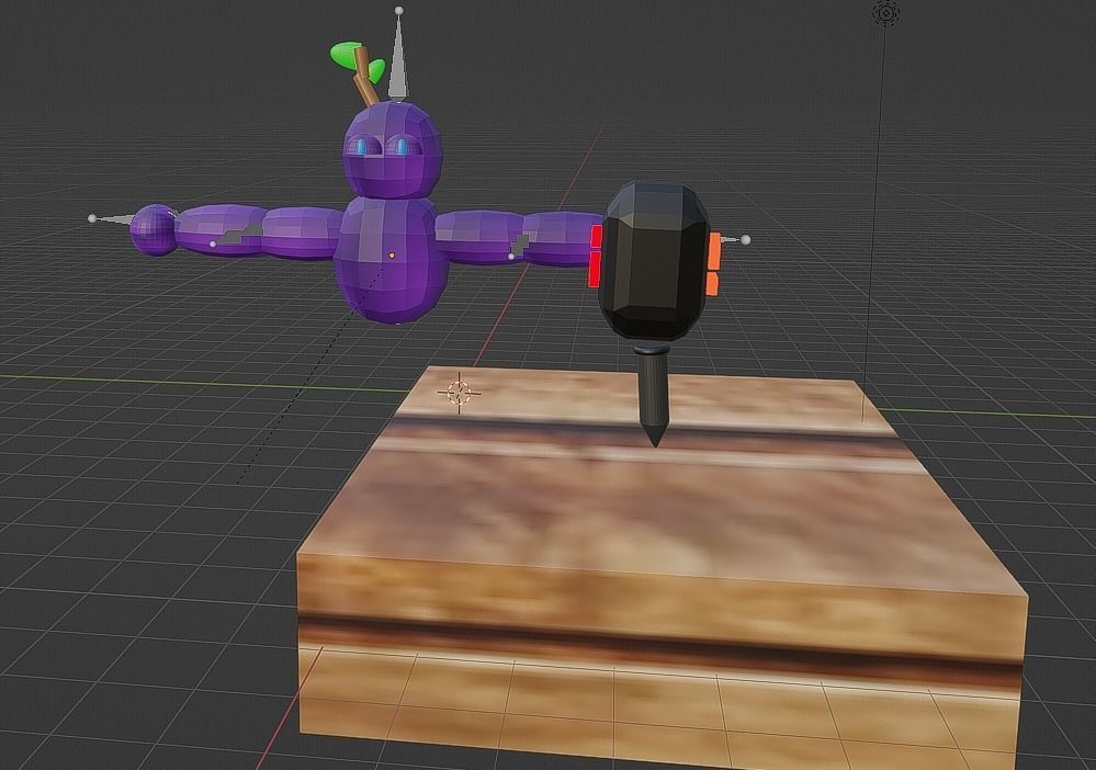 3d hammer for vr game Low-poly 3D model_3