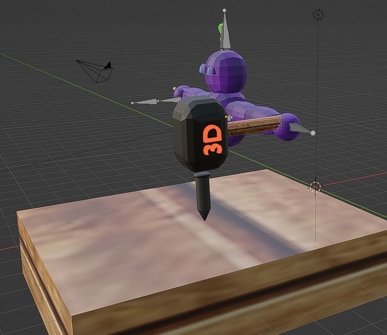 3d hammer for vr game Low-poly 3D model_4