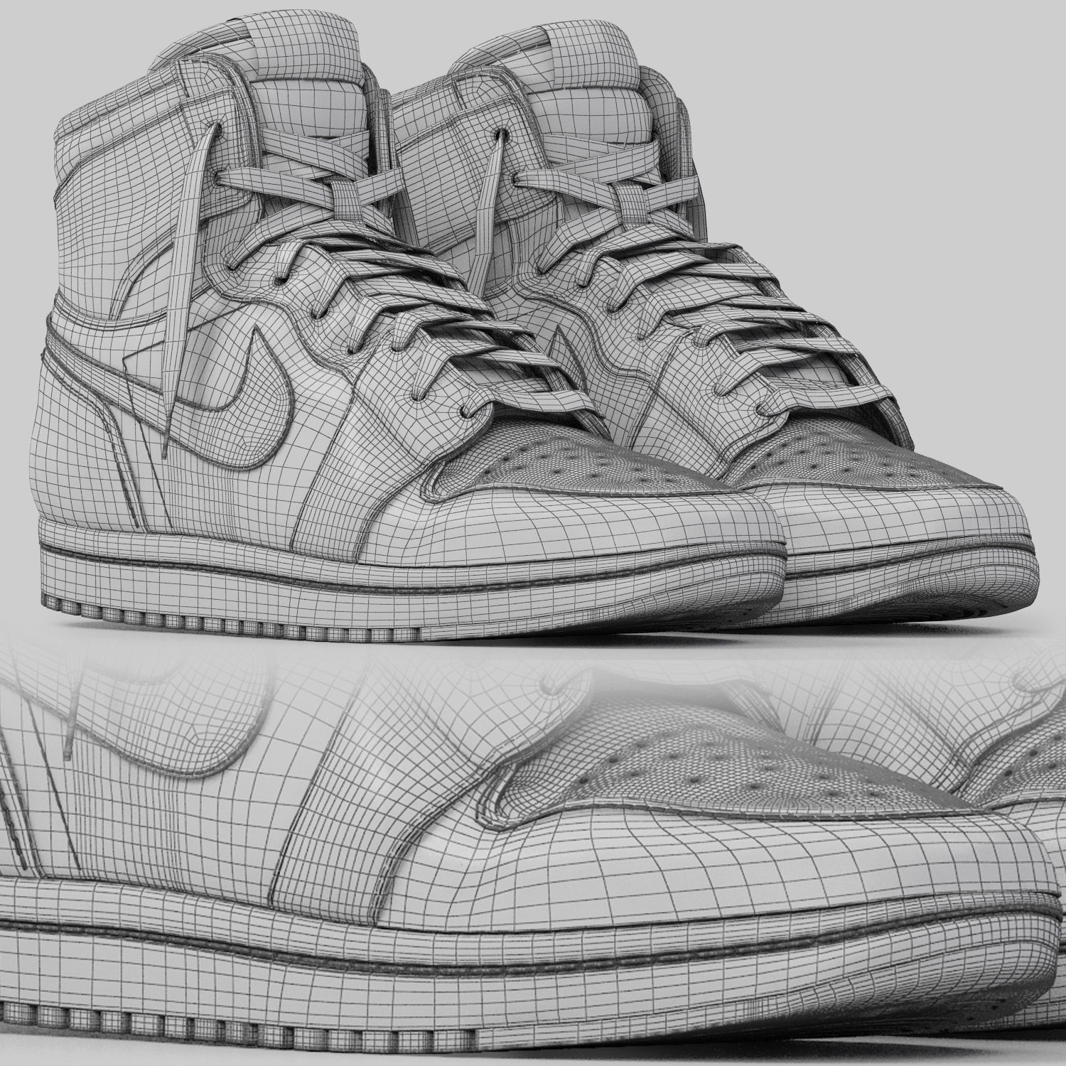 white nike air jordan 1 retro 3D model_5