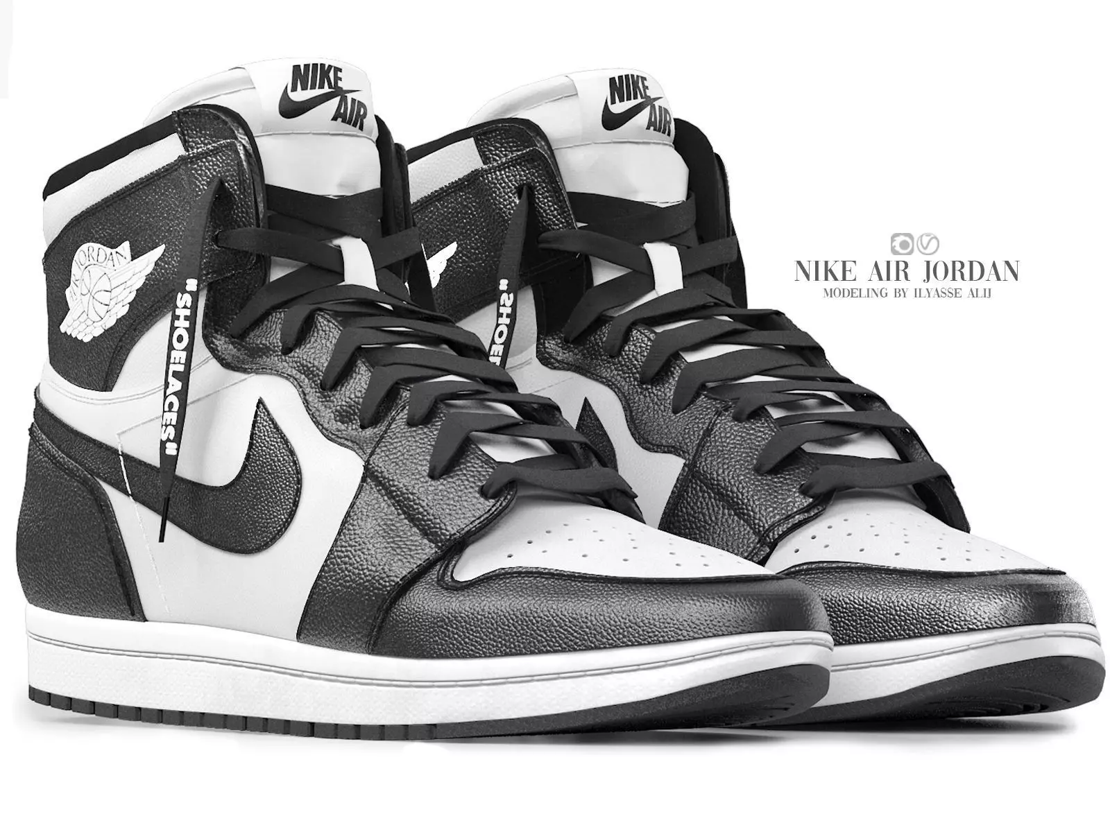 white nike air jordan 1 retro 3D model_0