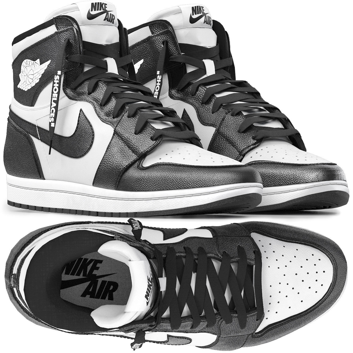 white nike air jordan 1 retro 3D model_1