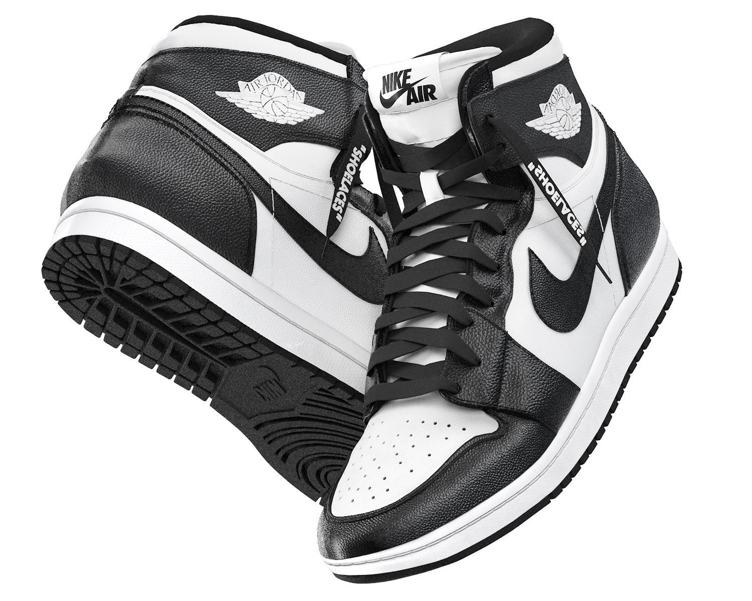 white nike air jordan 1 retro 3D model_2