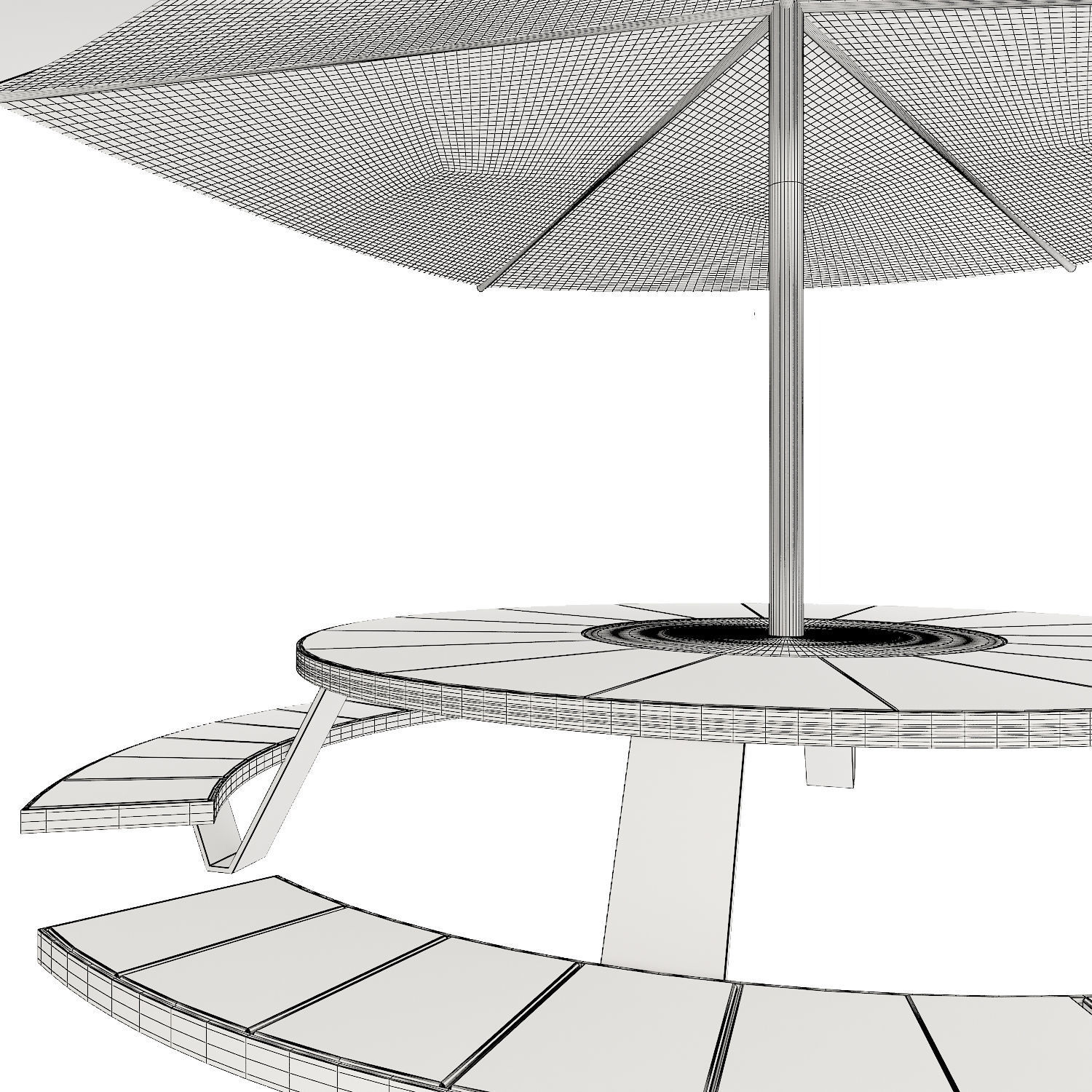 Round Picnic Table 3D model_2