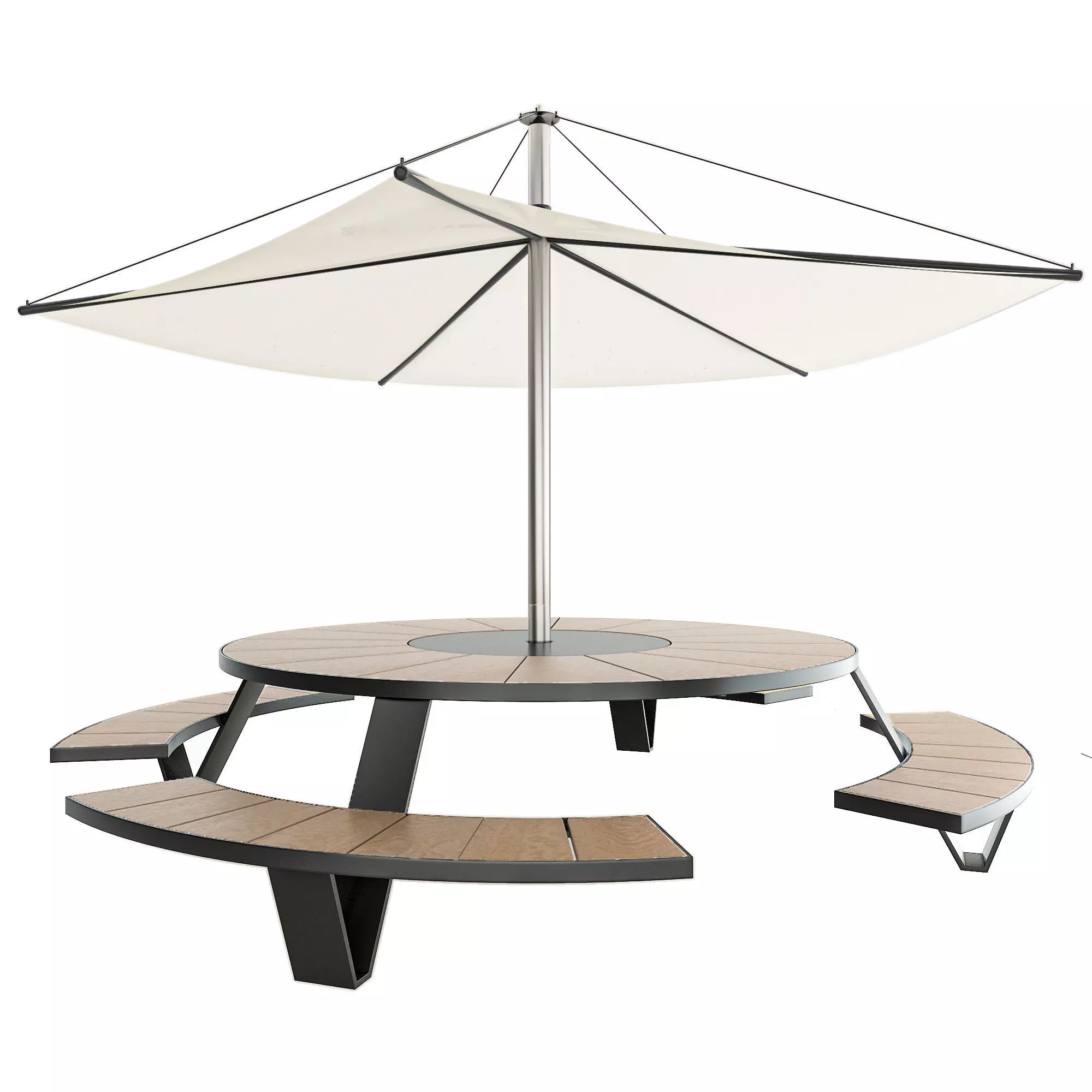 Round Picnic Table 3D model_0