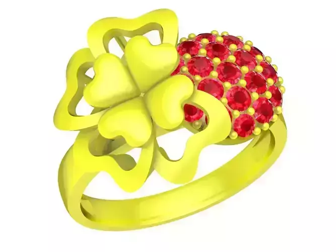 5204 vietnamese four leaf clover diamond lady ring