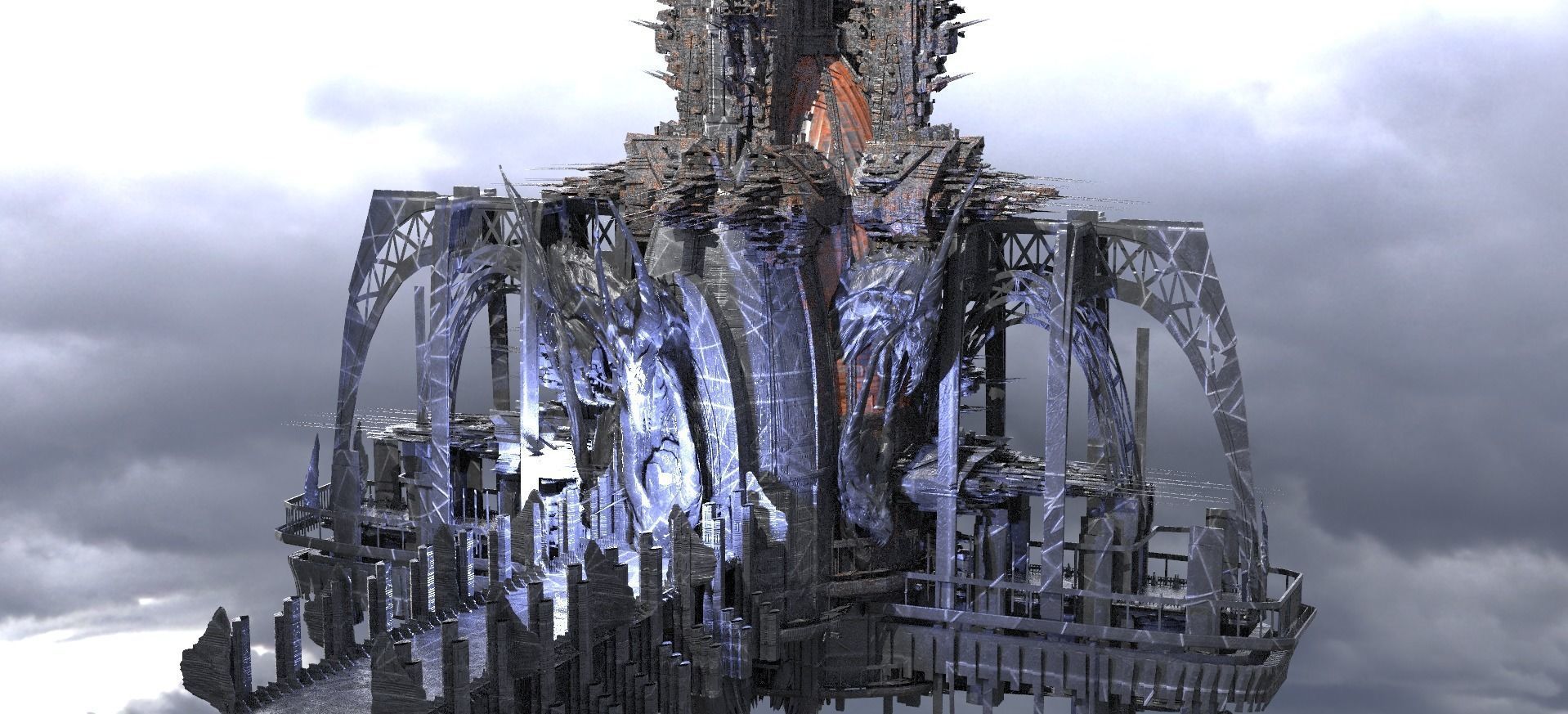 Templar Elite Sci Fi Tower Bridges 3D model_1