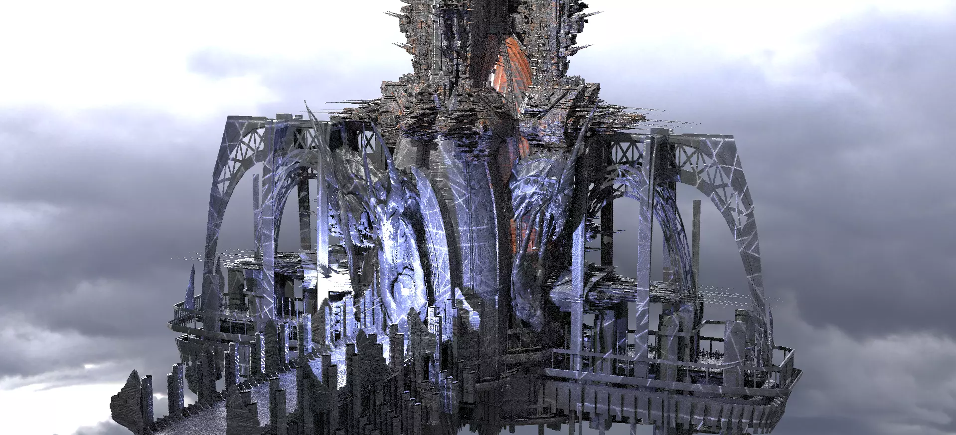 Templar Elite Sci Fi Tower Bridges 3D model_0