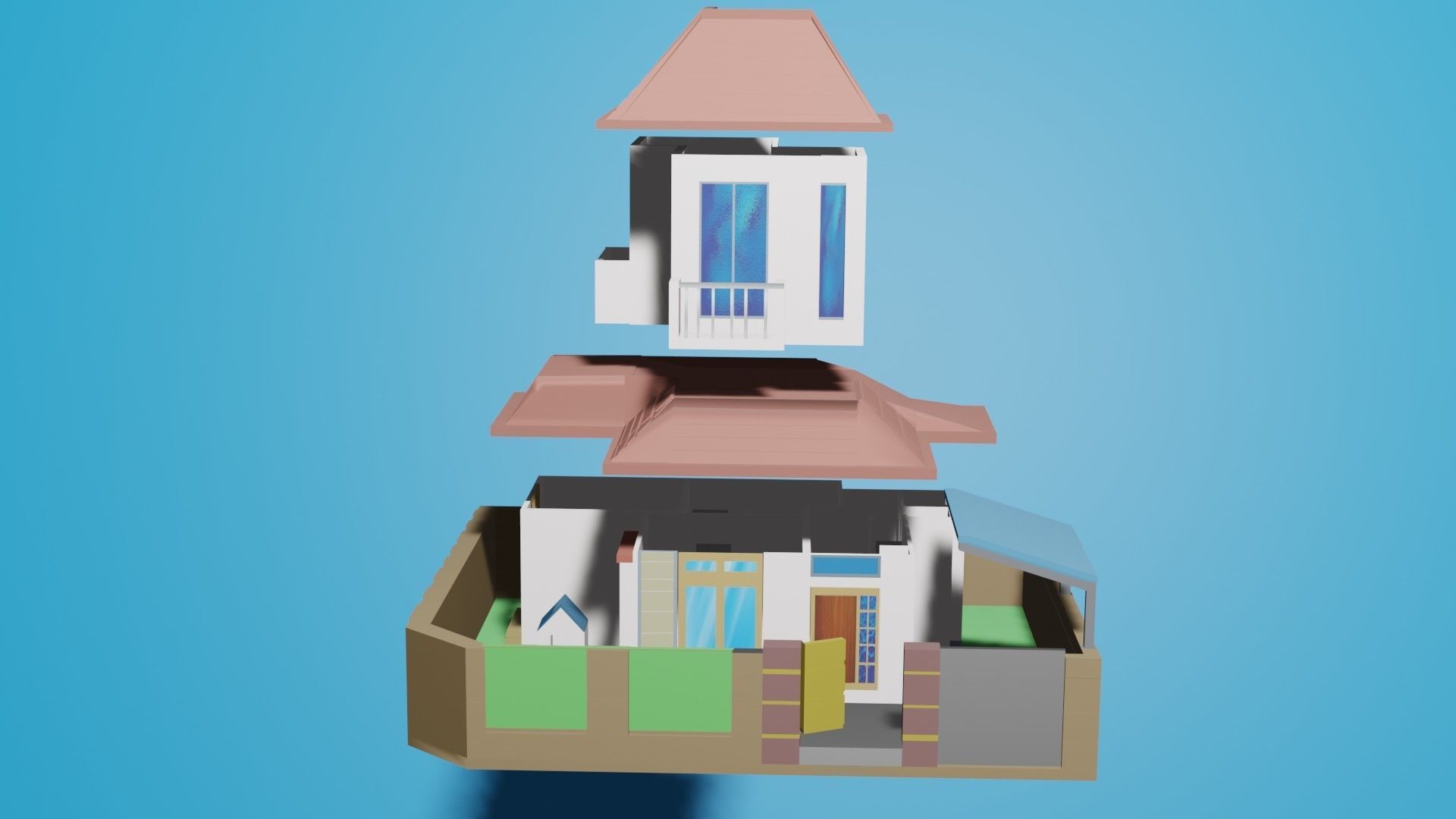 Japanese house  Low-poly 3D model_3