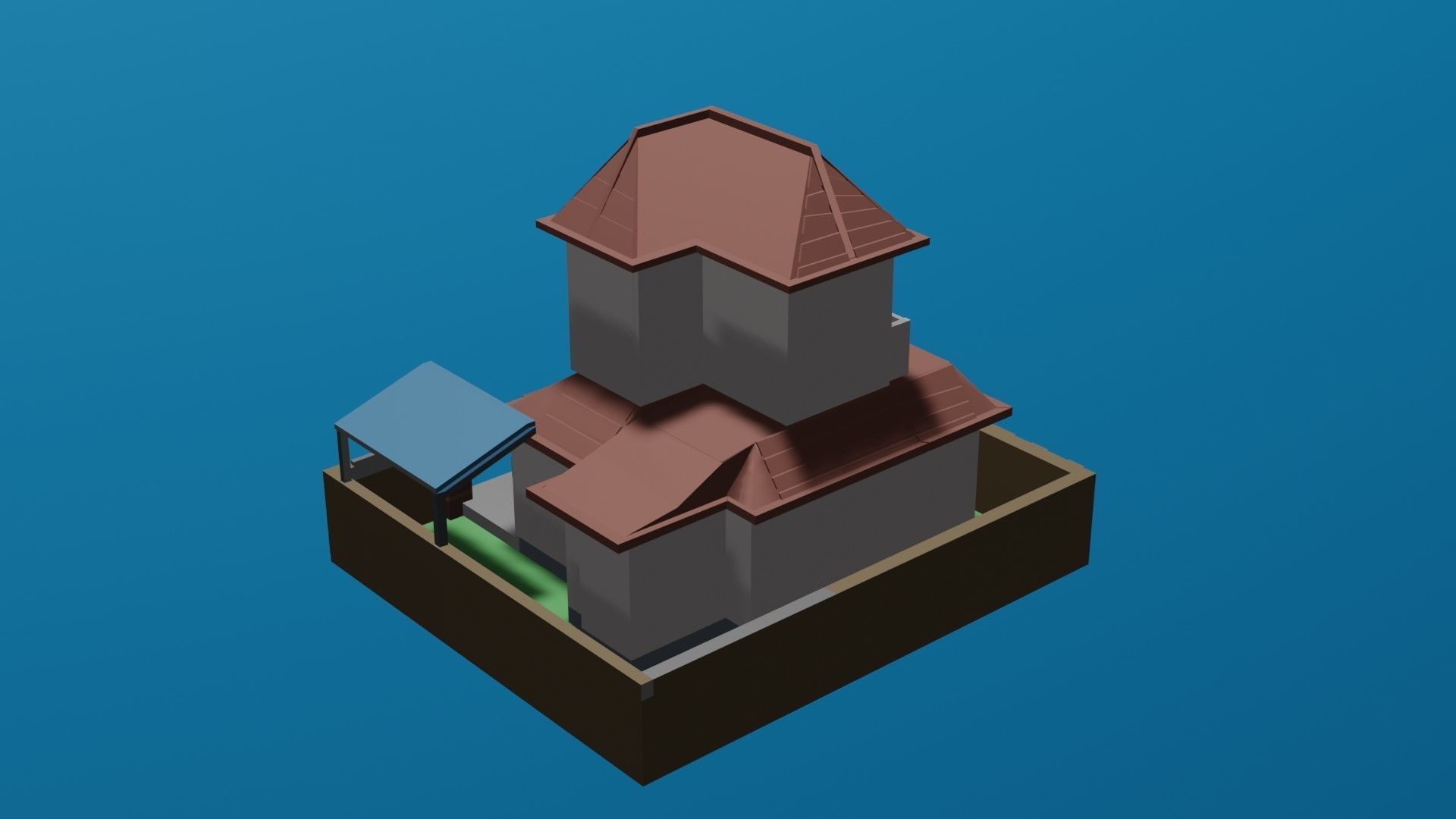 Japanese house  Low-poly 3D model_2